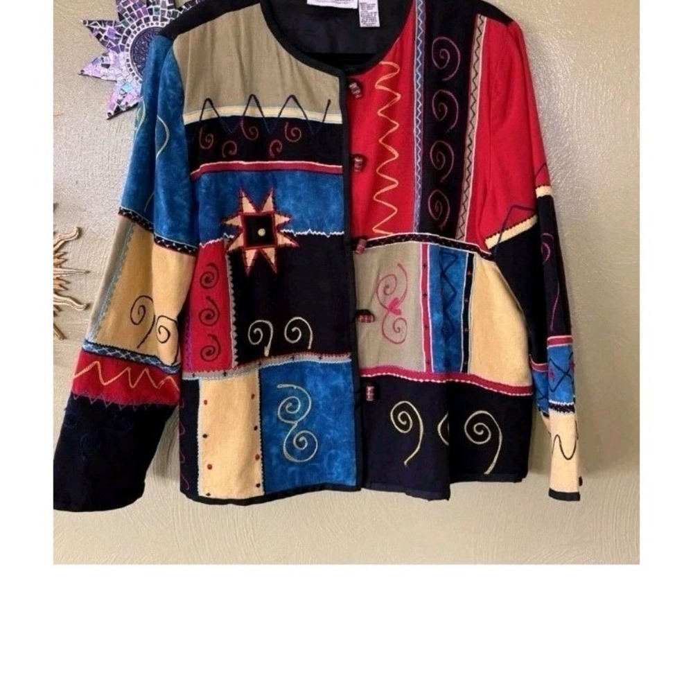 Drapers And Damon's Flax Blend Embroidered Toggle Lined Jacket Women's Sz L